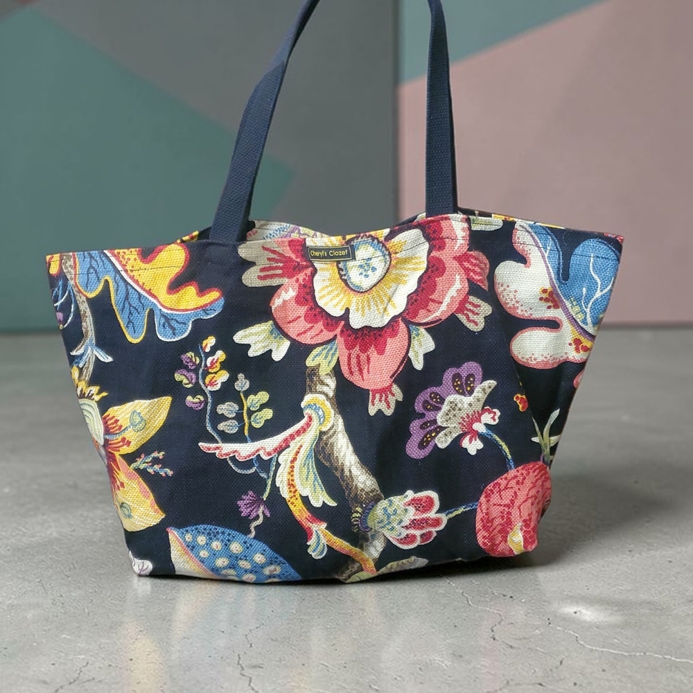 Navy Floral Tote Bag by [Brand]
